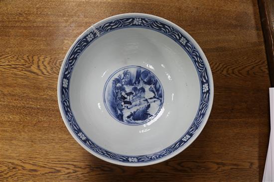 A Chinese blue and white bowl, 19th century, diameter 30.5cm